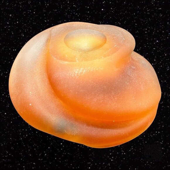 Vintage Czech Bohemian Glass Ashtray 1950s Hand Made Orange Bowl 5”W 2”T - Picture 16 of 16